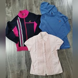 Girls Teen Small 1 Sweater & 1 Hoodie (Long Sleeve) & 1 Short Sleeve Button up